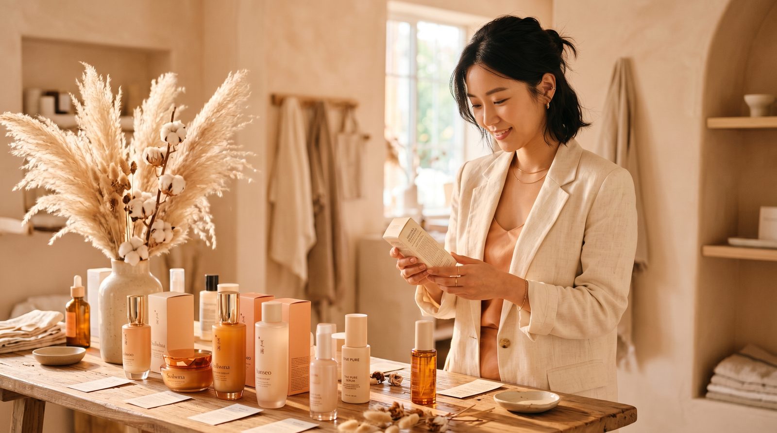 スキンケア製品を検討する多様な女性たち
